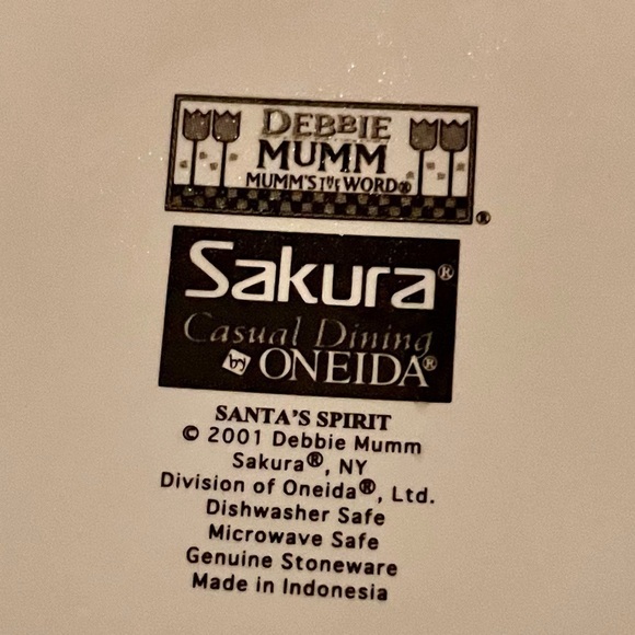 VTG Sakura Oneida Santa’s Spirit Debbie Mumm 2001 Christmas Dessert Plates Party - Picture 4 of 11